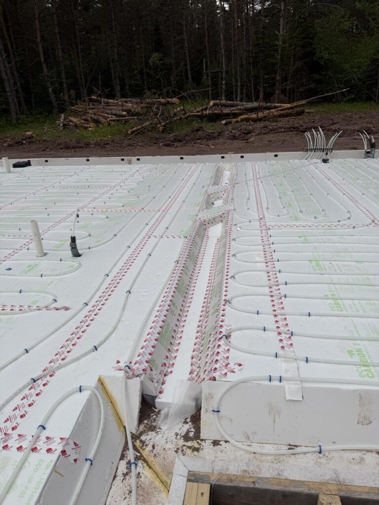 Eco Foam XPS board laid under a cement slab before the pour