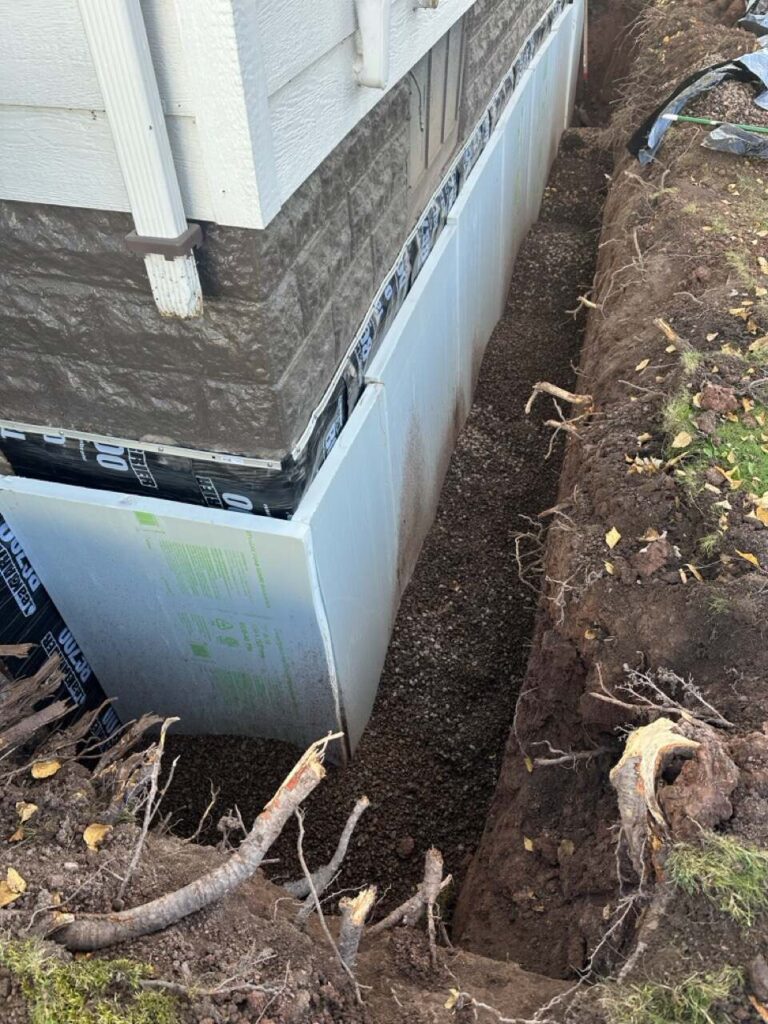Eco Foam board wrapping a foundation corner