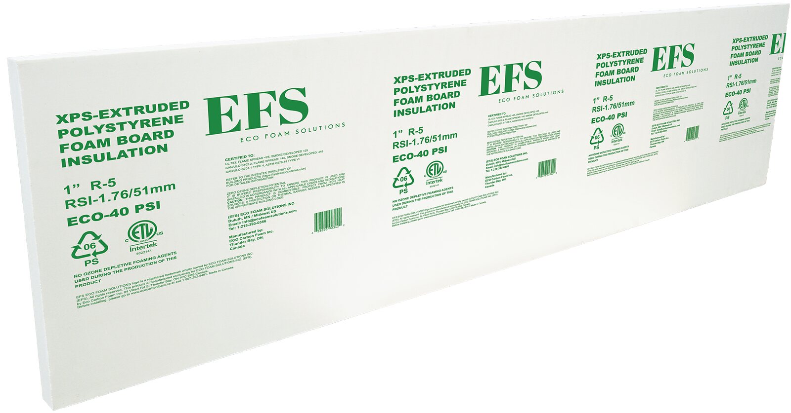 Eco Foam Solutions Eco-40 psi XPS extruded polystyrene foam board insulation panel