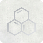 Line drawing of three linked hexagons